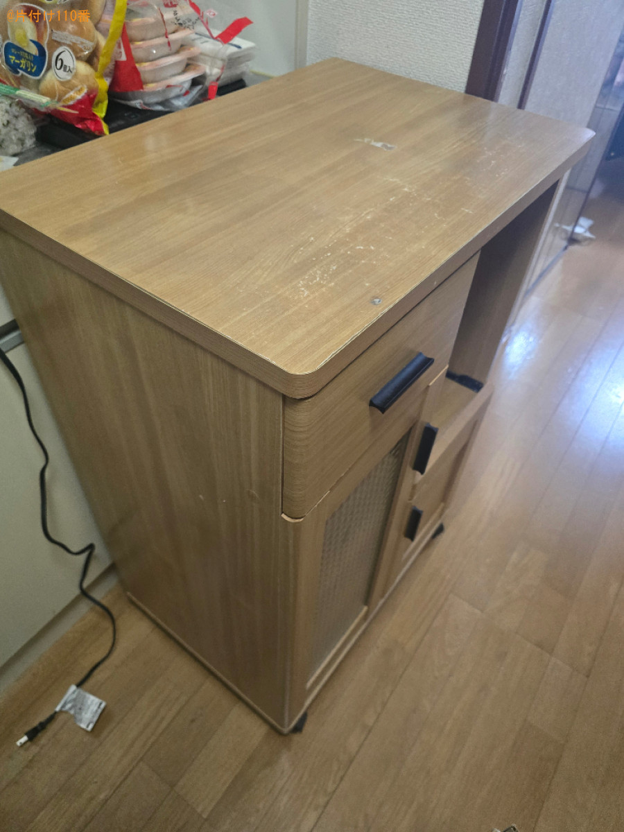 【飯塚市】マットレス付きシングルベッド、食器棚の回収・処分ご依頼